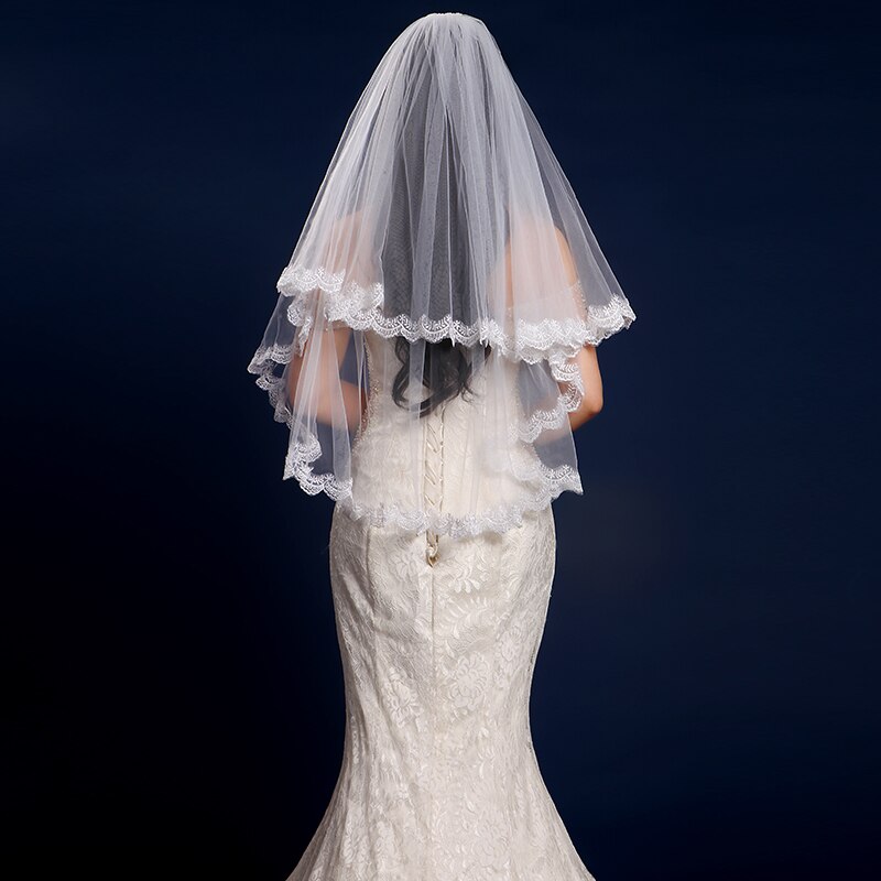 Hermoso lazo flor graciosa con borde de encaje Mantilla accesorio para boda, vestido de novia, velo de novia, 1,5 m, , disponible