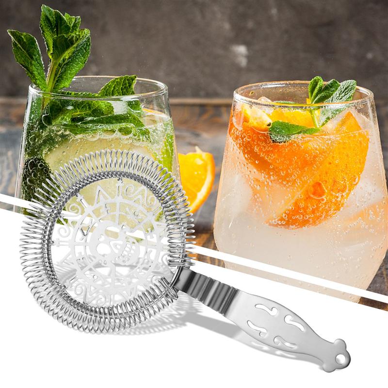1pc Stainless Steel Cocktail Strainer Ice Strainer for Bartenders