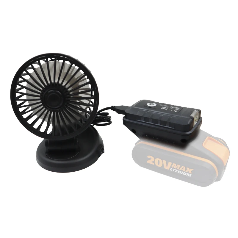 Adapter Light Lamp Flashlight Torch USB Mobile Phone Charger For Worx Orange 4 pin Socket 20V Li-ion Battery Power Bank Car Fan