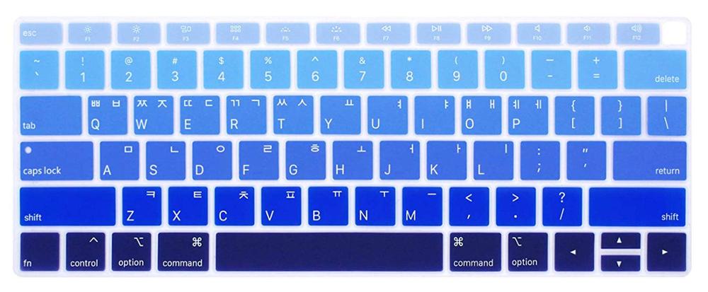 Koreansk sprog silikone tastatur cover hud til macbook nyeste air 13 tommer release  a1932 med nethinde display os layout: Ombre blå
