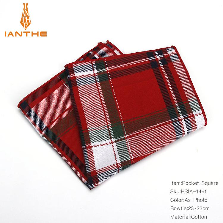 Casual mannen 100% Katoen Zakdoeken Geweven Plaid Pocket Vierkante Mannelijke Bruiloft Zakdoek Handdoeken Hanky Corbatas: IA1461