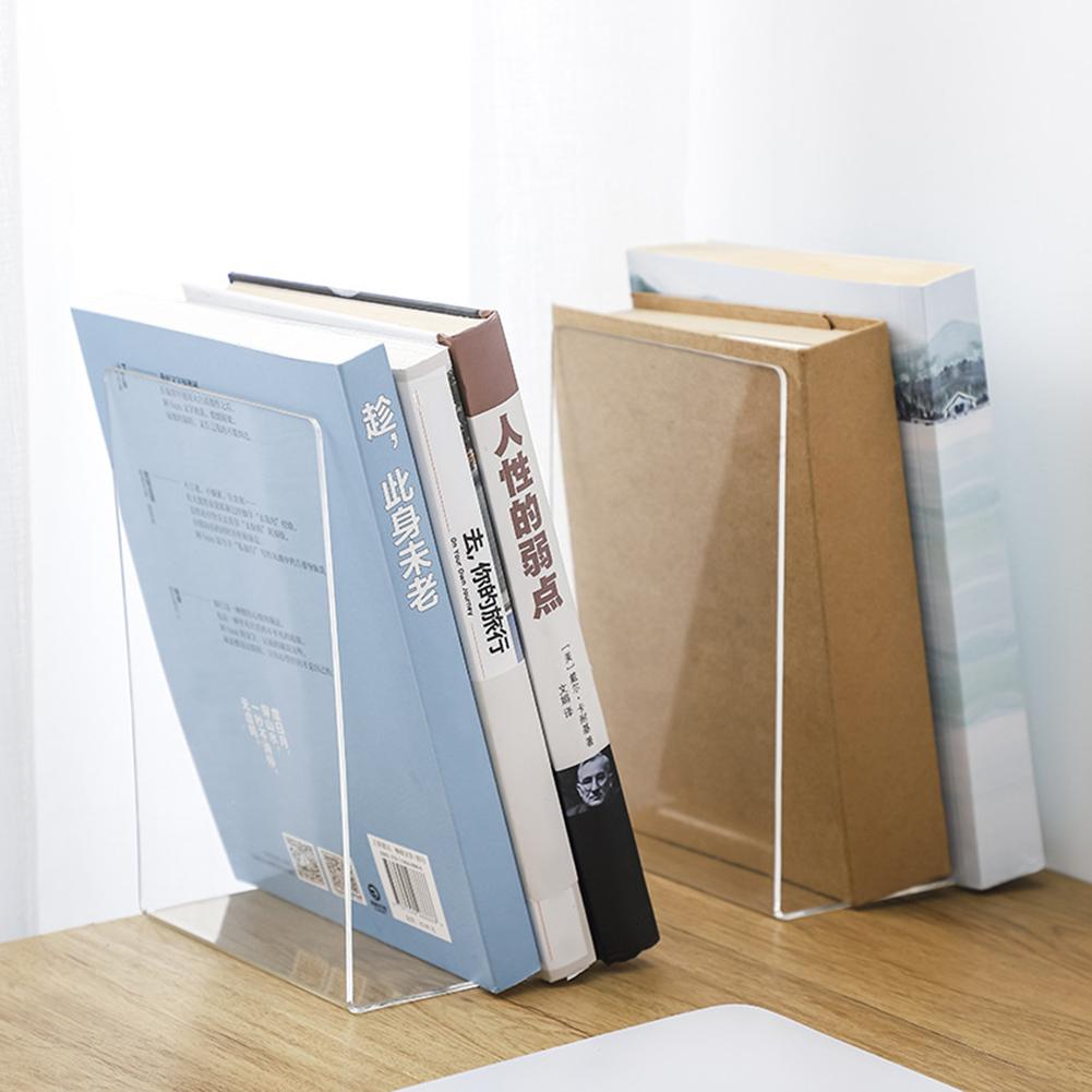 1Pc Transparant Acryl Boekensteun Stand Boekenplank Desktop Decoratieve Opbergrek Non Skid Multipurpose Praktische Boekensteun Voor Boek