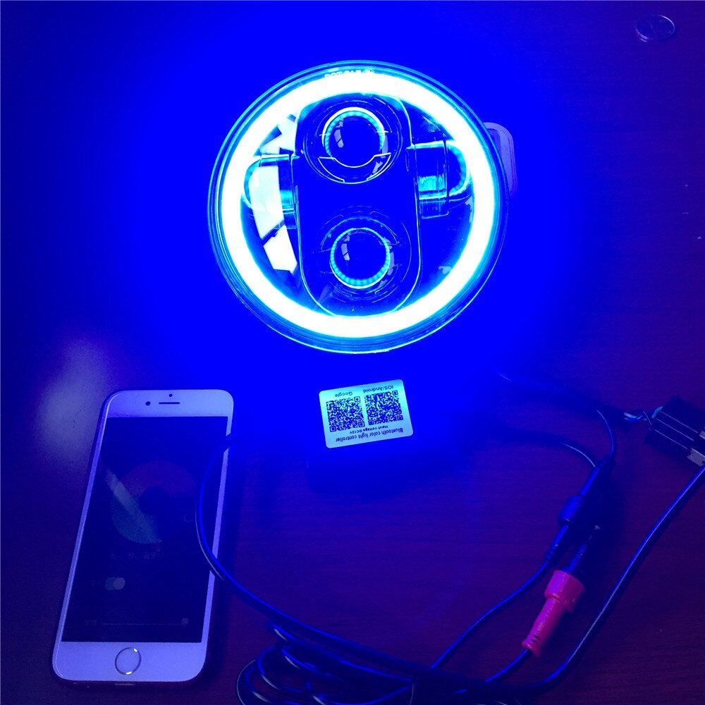 RGB 5.75 “Heiligenschein LED Scheinwerfer/5 3/4 Zoll Weiß Bernstein DRL Heiligenschein Scheinwerfer für Indische erkunden Und Motorcyle eimer Montage Halterung