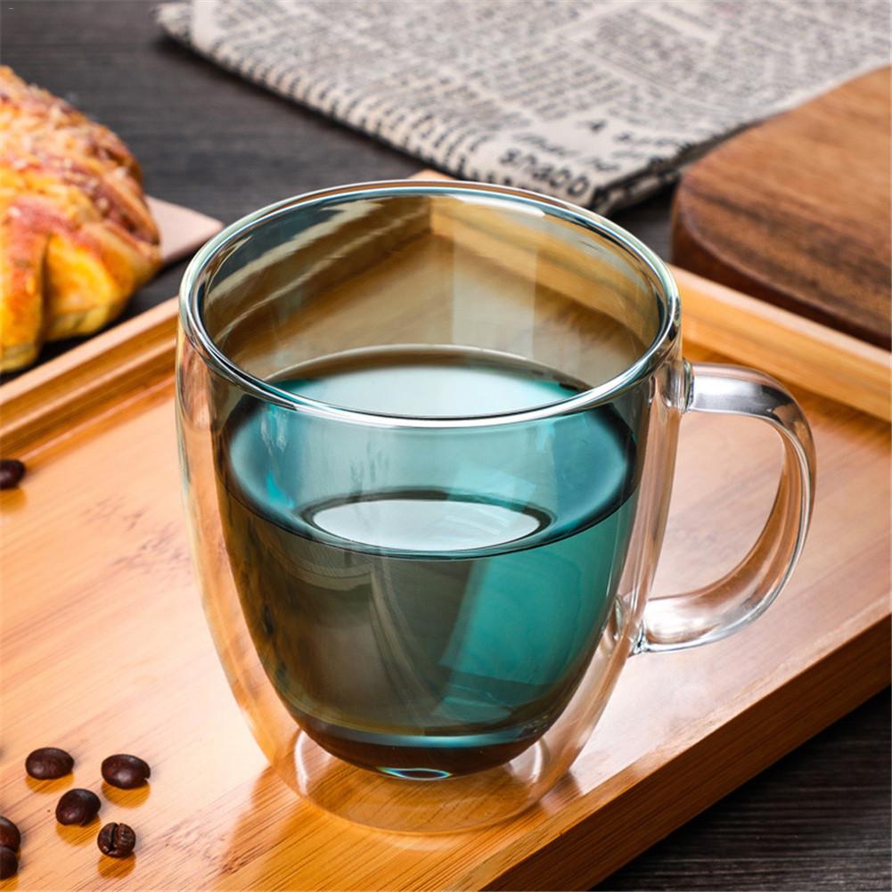 350/450ML Double Wall Glass Coffee Mug Heat-Resisting Handgrip Cup Water Milk Tea Cup Mini Double Layer Espresso Latte Mug