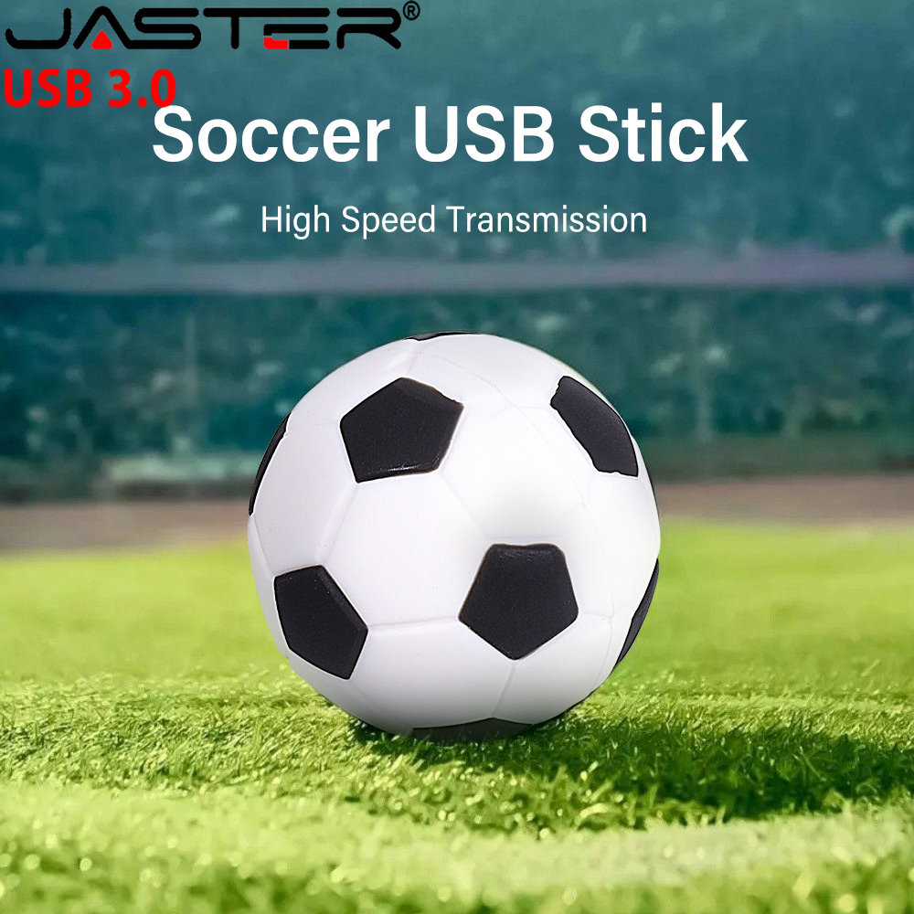 Piłka nożna USB 3.0 Pendrive 64GB Darmowy brelok do kluczy Pen Drive 32GB Kreatywne prezenty Cartoon Memory Stick Czarny Biały Czerwony Pendrive 16G