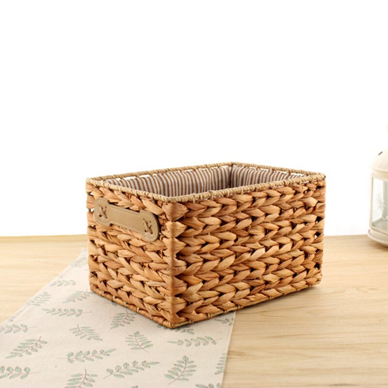 Cestas de almacenamiento tejidas hechas a mano para el hogar, caja de almacenamiento Rectangular, organizador de fruta, contenedor de comida, decoración