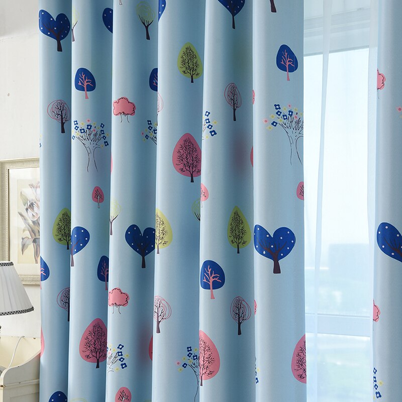 Children Curtains A Piece Of Love Tree Blue Printe... – Grandado