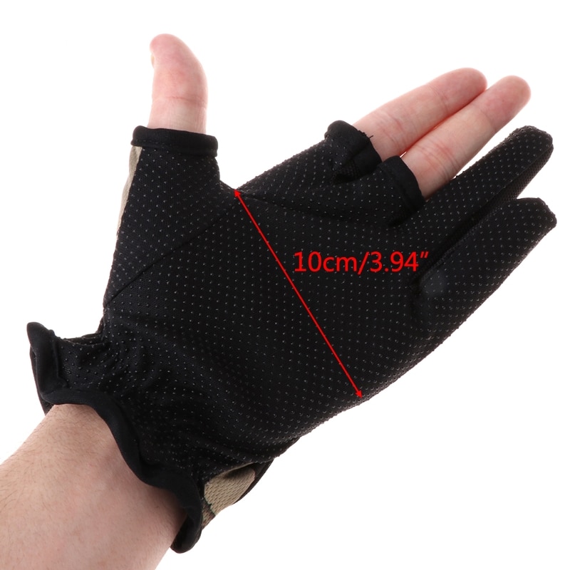 Guantes de pesca con 3 dedos abiertos deportes al aire libre antideslizante transpirable camuflaje