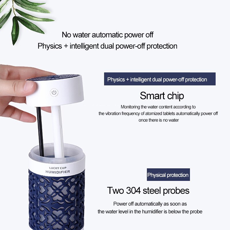 250ml Mini Diffuser Fog Maker Car Humidifier Fogger, Mist Diffuser USB Ultrasonic Diffuser With Led Light Mute Two Modes