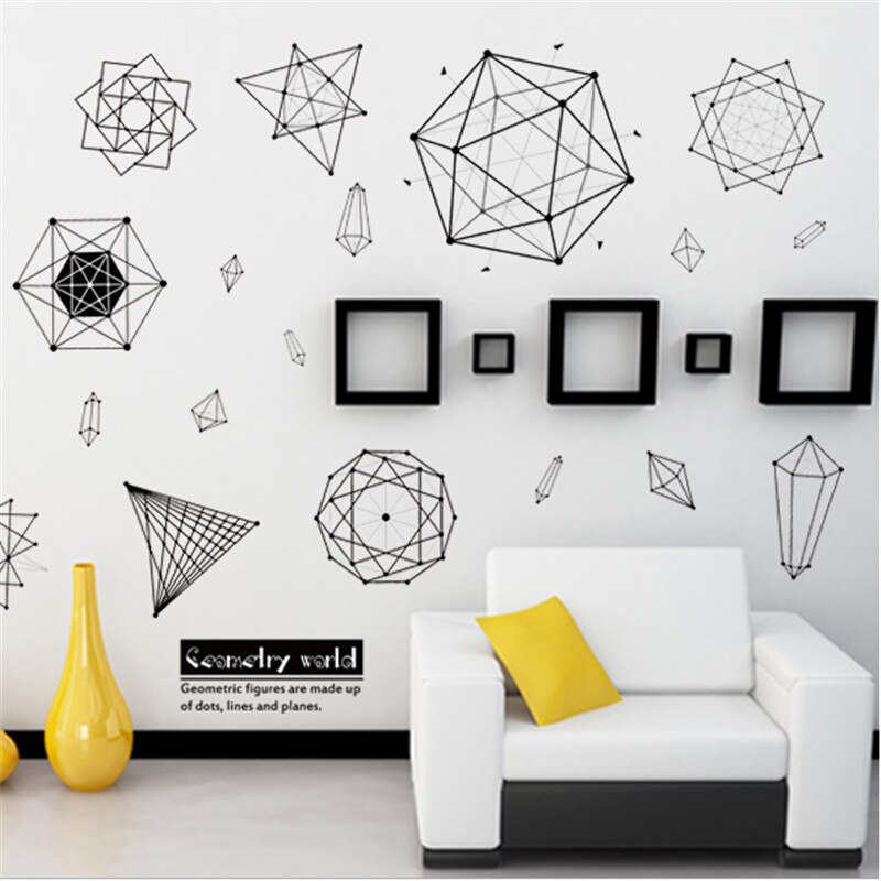 Geometric Patterns Polygon Wall Stickers for Living room Kids room Bedroom Classroom Nursery Vinyl Wall Decals Murals Sticker
