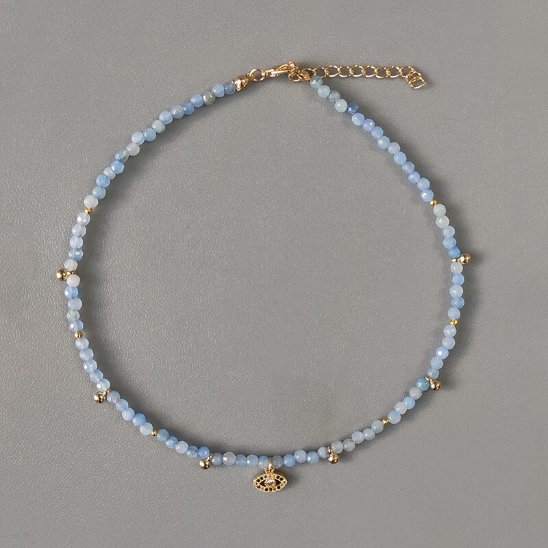 Feminino requintado pequeno colar de pérolas de água doce artesanal ajustável frisado gargantilha moda boêmio jóias presentes atacado: Azul