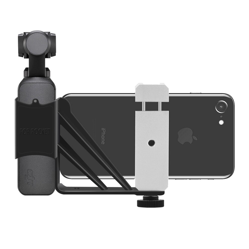 Trépied en métal pour Selfie, pour DJI Osmo Pocket/Pocket, 2 adaptateurs de support de téléphone, accessoires de caméra à cardan portable pliable: sliver
