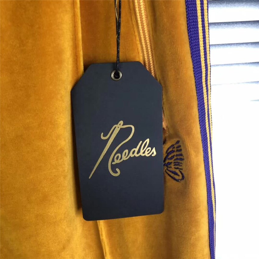 Oranje Naalden Joggingbroek Mannen Vrouwen Blauwe Vlinder Borduren Logo Awge Broek Naalden Broek