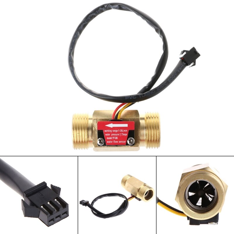 Water Flow Sensor G3/4\&quot; Hall Flowmeter Switch DN20 1-30L/min Liquid Flow Meter R9JF