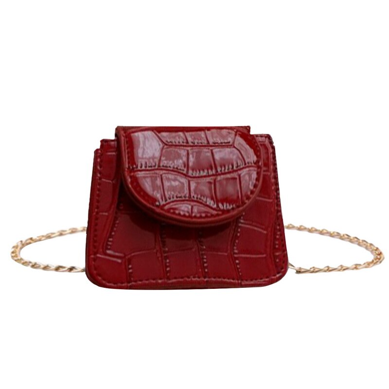 Mini kleine vierkante kleptas merk pu leren dames handtas krokodillenpatroon ketting schouder messenger bags: Rood