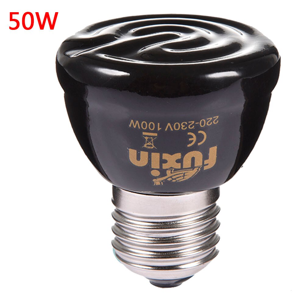 Lámpara de calefacción para mascotas E27, emisor de cerámica infrarroja negra, Bombilla de calor para mascotas, pollos, lámpara para reptiles de 25W, 50W, 75W, 100W, 220-240V: 50W 50X60mm