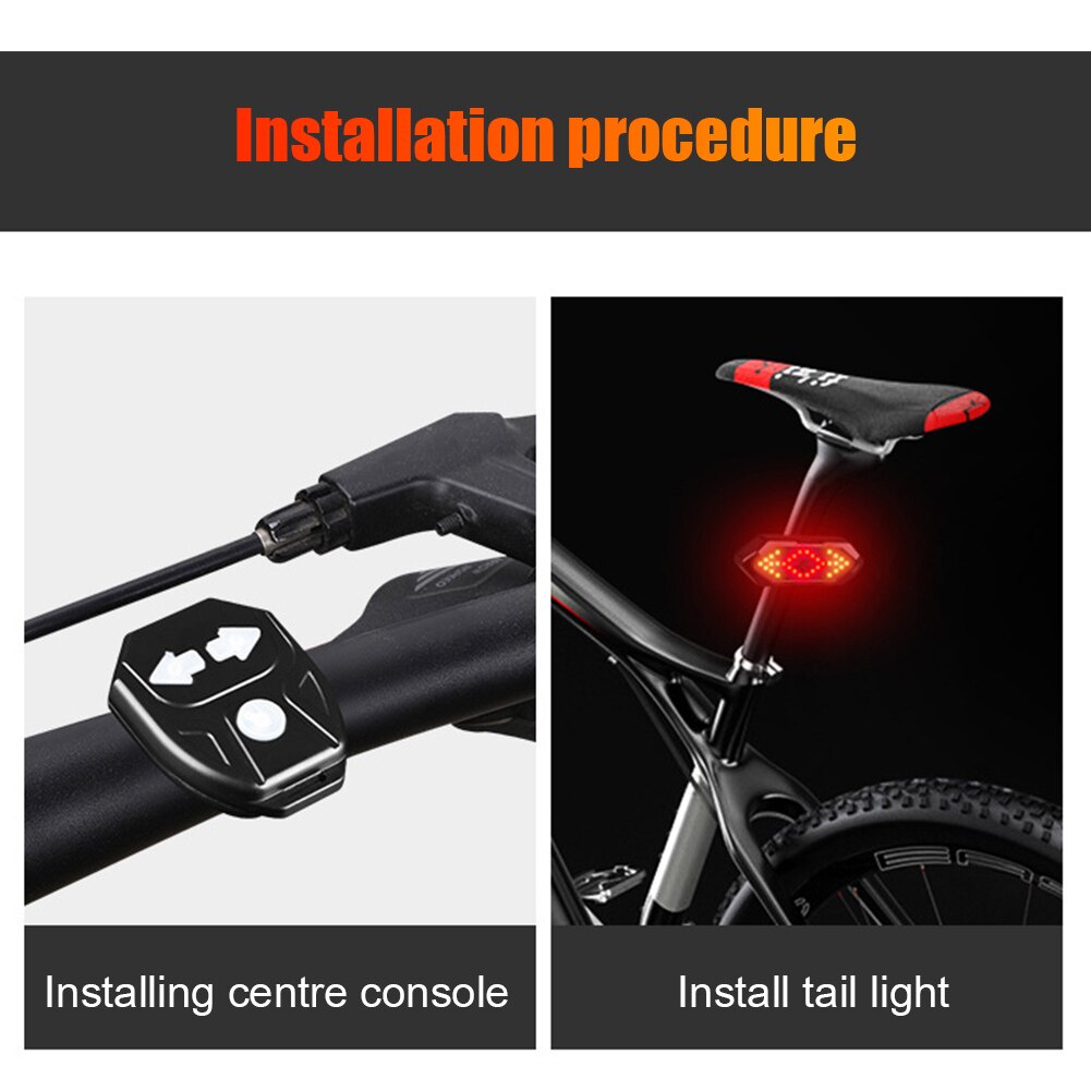 Bike Tail Light Turn Signals Wireless Remote Control Mountain Bike Tail Light USB Rechargeable Bicycle Flashing Headlight