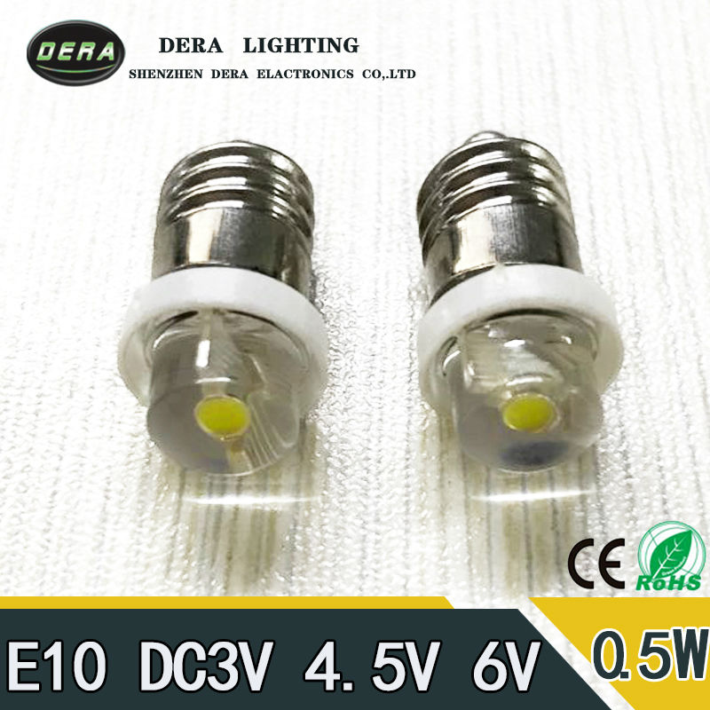 Fabriek prijs E10 0.5 W 6 V 4.5 V 3 V LED Voor Focus Zaklamp Vervangende Lamp Zaklampen Emergency Werk licht Zuiver Wit