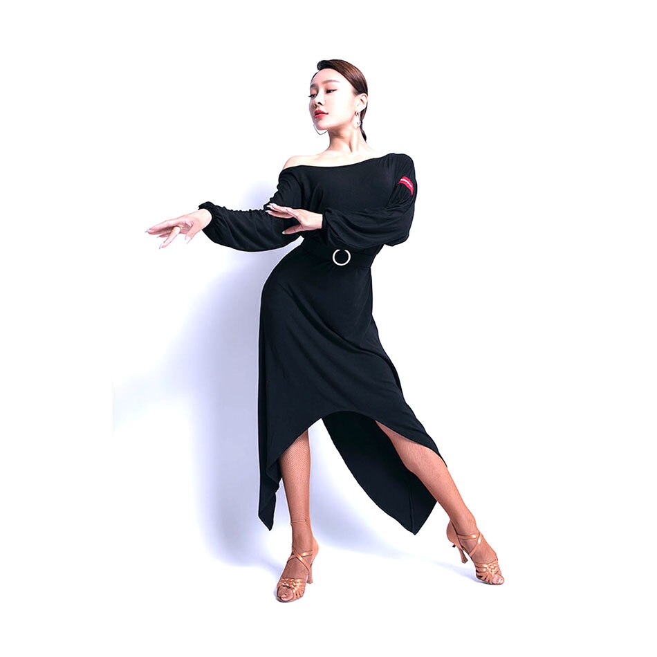Latin Dance Dress Women Long Sleeve Irregular Dress for Ballroom Samba Tango Chacha Dancing Performamnce L9572