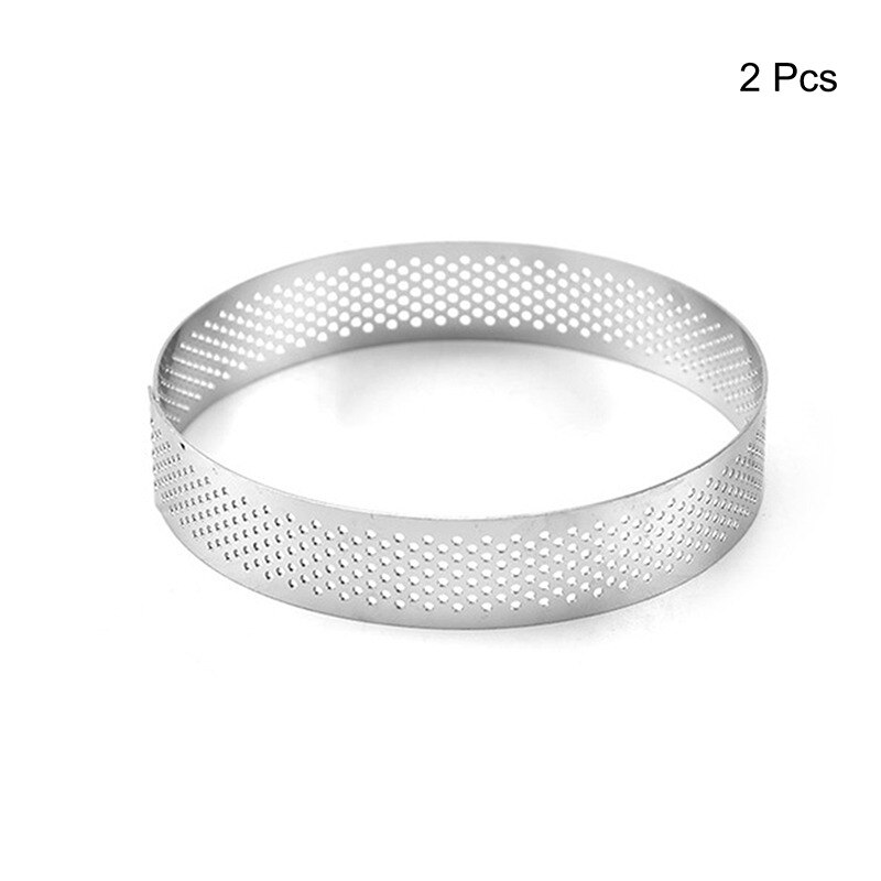 6 8 10 cm terteform i rustfritt stål ring tartelett kakemousseformer sirkelskjærer pai ring varmebestandig perforert: 2 stk 6cm