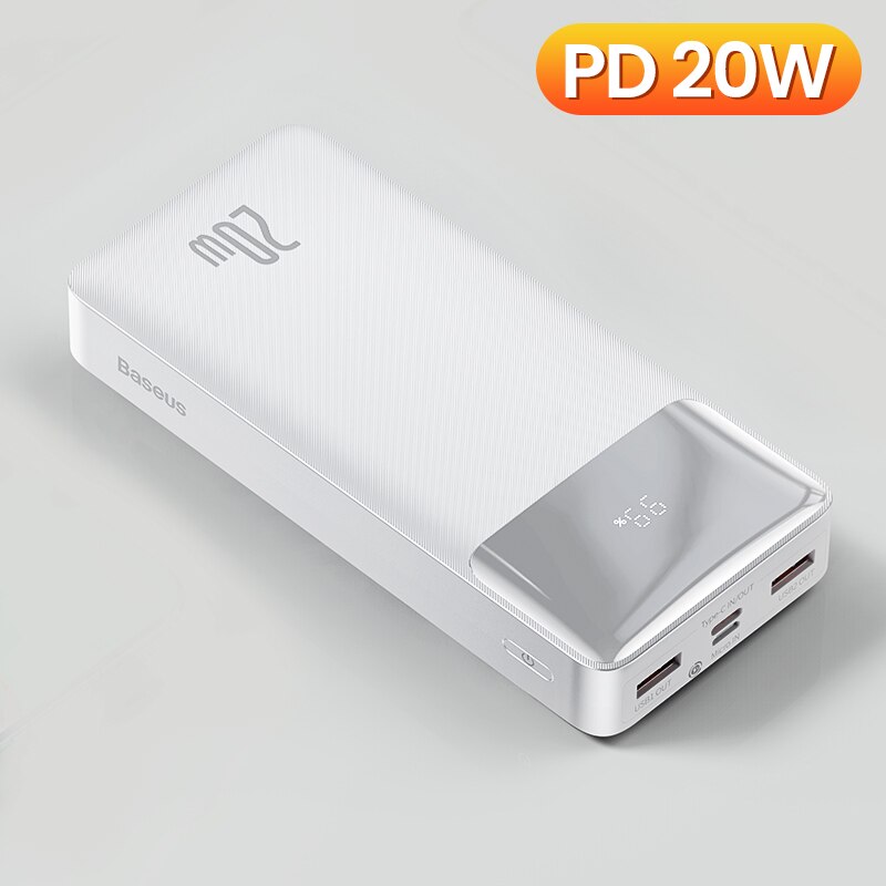 Baseus-batería externa portátil de 30000mAh, Powerbank para teléfono Xiaomi mi, 30000: PD 20W White