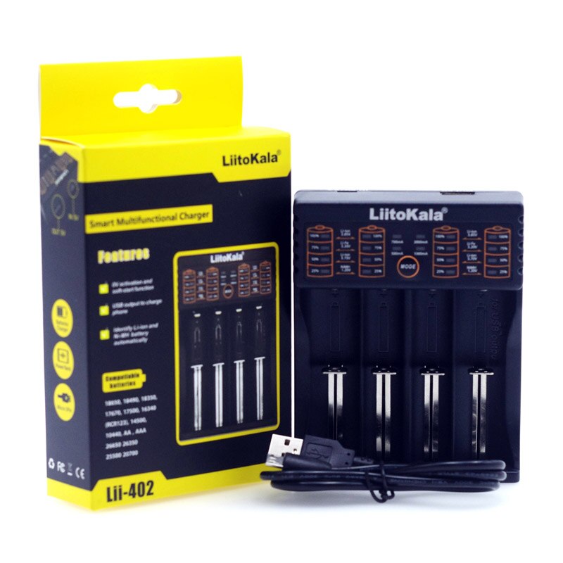 Liitokala Lii-500 Lii-402 battery charger Lii-202 Lii-100 Lii-400 18650 charger for 26650 21700 18650 18350 14500 AA AAA battery: Lii-402 Charger