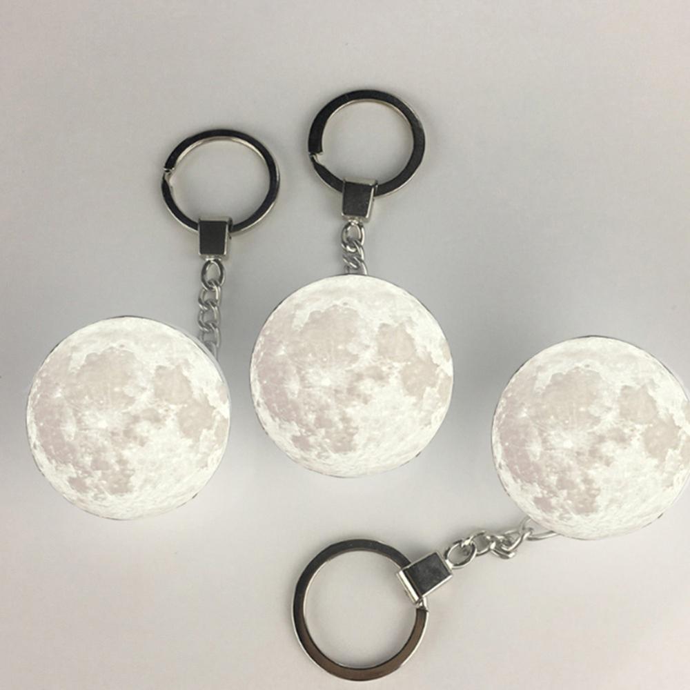 Portable Keyring Moon Light 3D Printing Keychain LED Night Lamp Backpack Decor Bag Backpack Decor Night Light