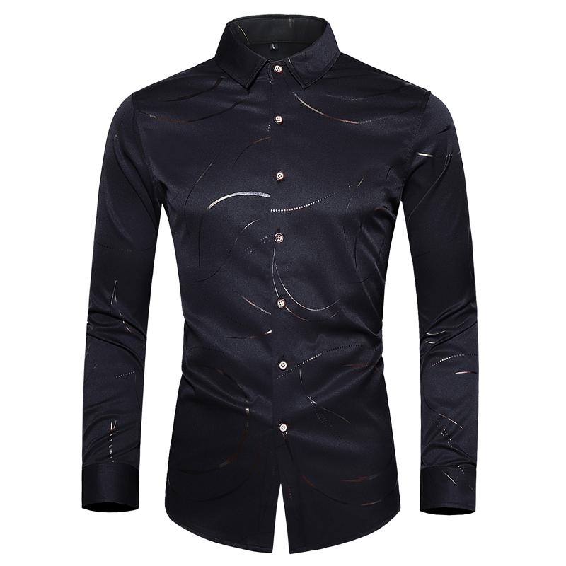 M -7xl plus size herre skjorte langærmet streetwear enkeltradet herre smoking skjorter til herre tøj xxxxxxxl: Sort casual skjorte / 7xl