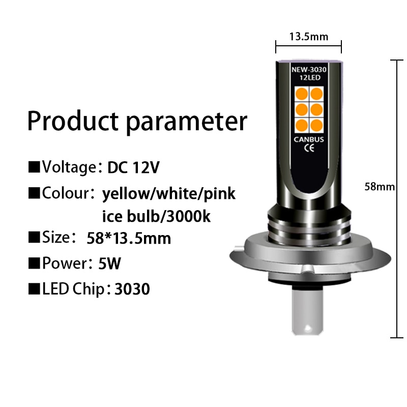 Bombilla Led de luz rosa para coche H7, faro delantero de iluminación antiniebla de alto brillo, fuente de estacionamiento automático, 6000K, color verde limón, 1 Uds.