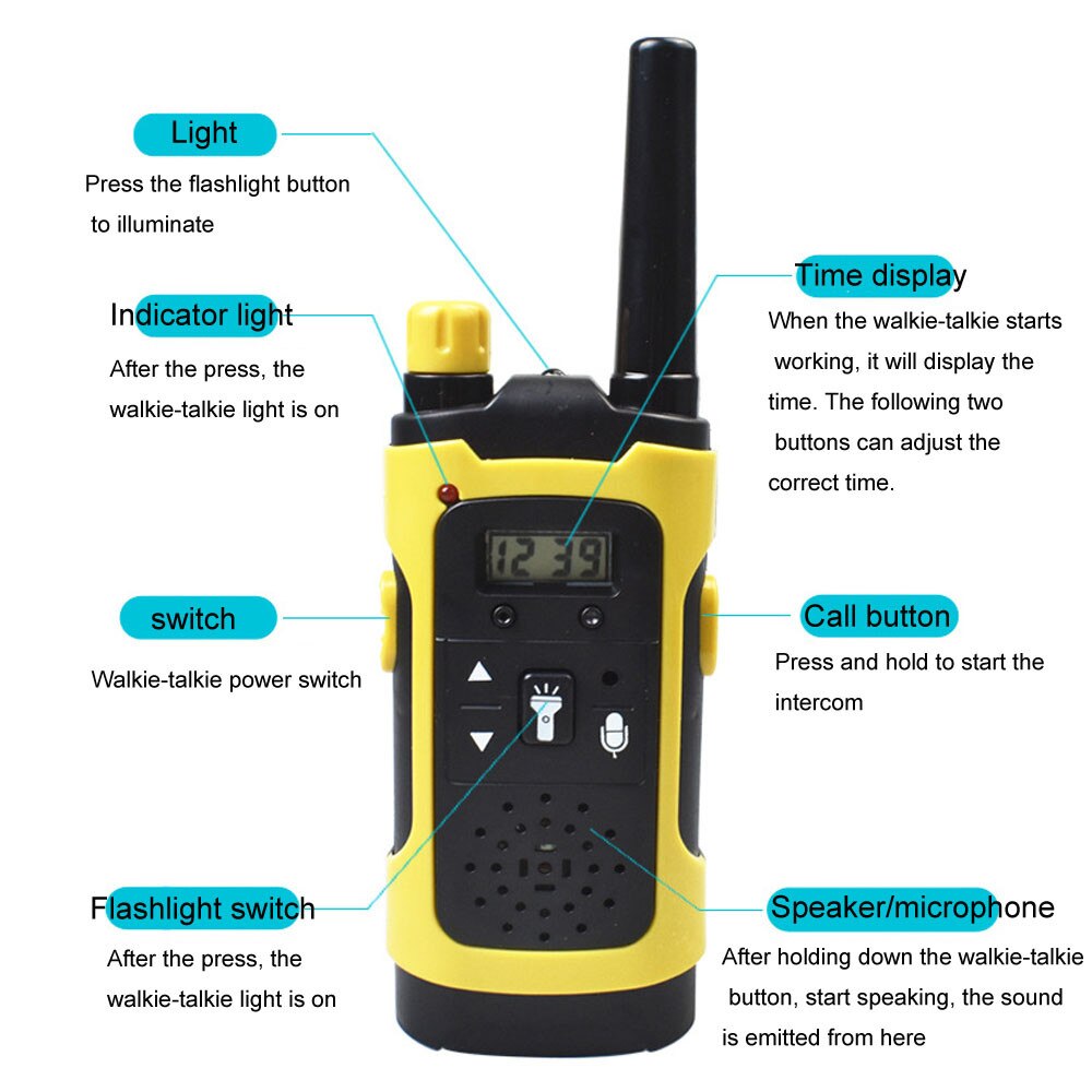 Trådlösa walkie talkie leksaker 2 st fjärrintercom elektronisk leksak bärbar lång mottagning avstånd walkie talkie barn  h1125