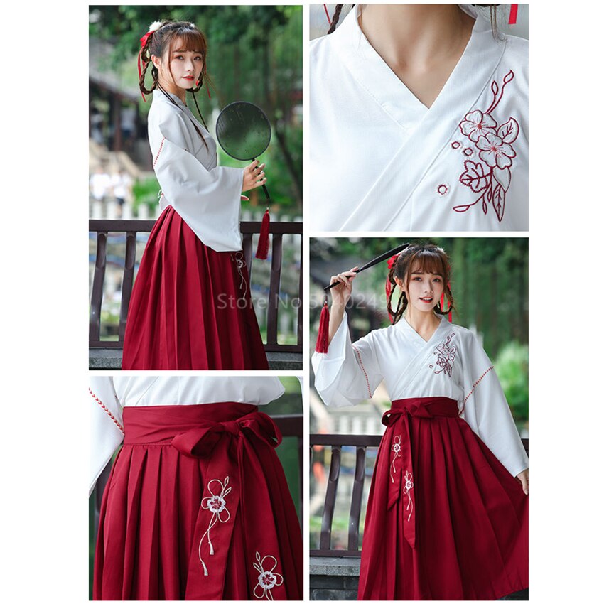 Yukata Haori – ensemble 2 pièces de robe japonaise pour femmes, Kimono, Cardigan, jupe, Top, ensemble Floral brodé, manches longues, style Oriental ancien