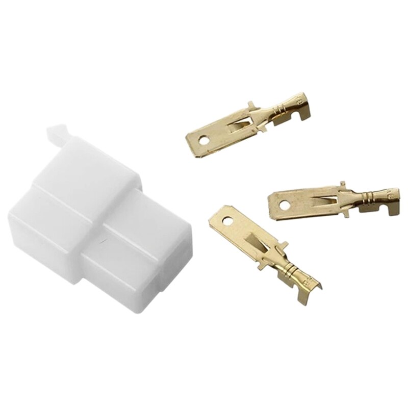 100Pcs Motorcycle Car ATV Scooter Boat Male 3 Way Connector 6.m Terminal 3-Pin Plug Connector: Default Title