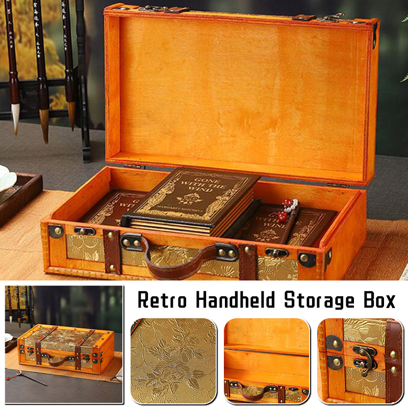 Valise Vintage en bois avec poignée, , boîte de rangement pour bijoux au trésor de Style européen, mallette de rangement pour la maison et les voyages