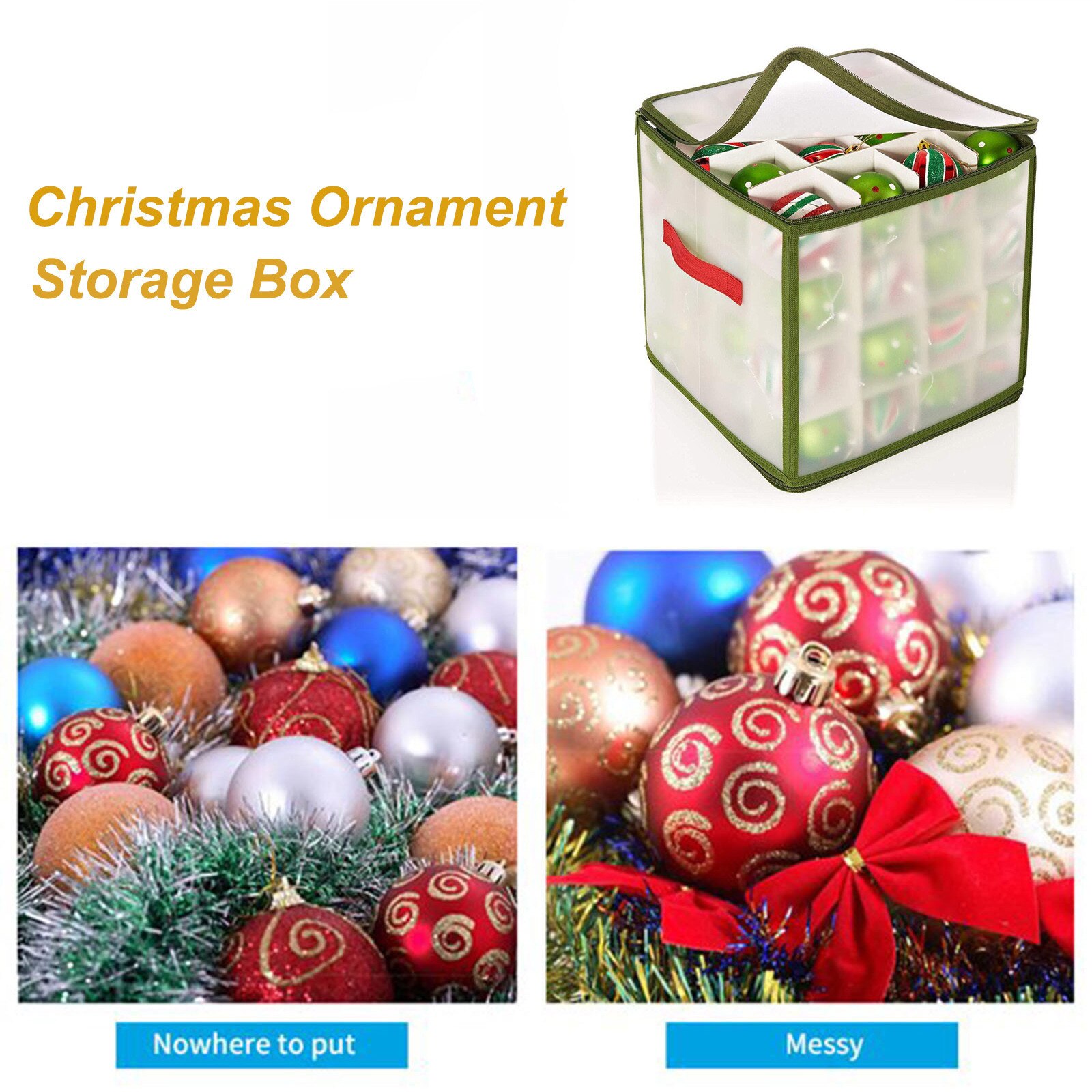64 boîte de rangement de boules noël arbre de noël décoration organisateur boules décor sac boule diviseur de stockage # T2G
