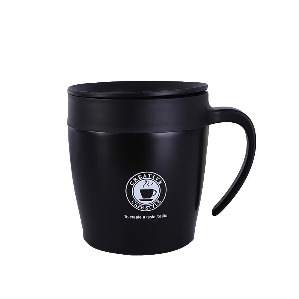 Double Wall Stainless Steel Coffee Mug 350ml Portable Cup Travel Tumbler Coffee Jug Milk Tea Cups Double Office Water Mugs K20: Black 