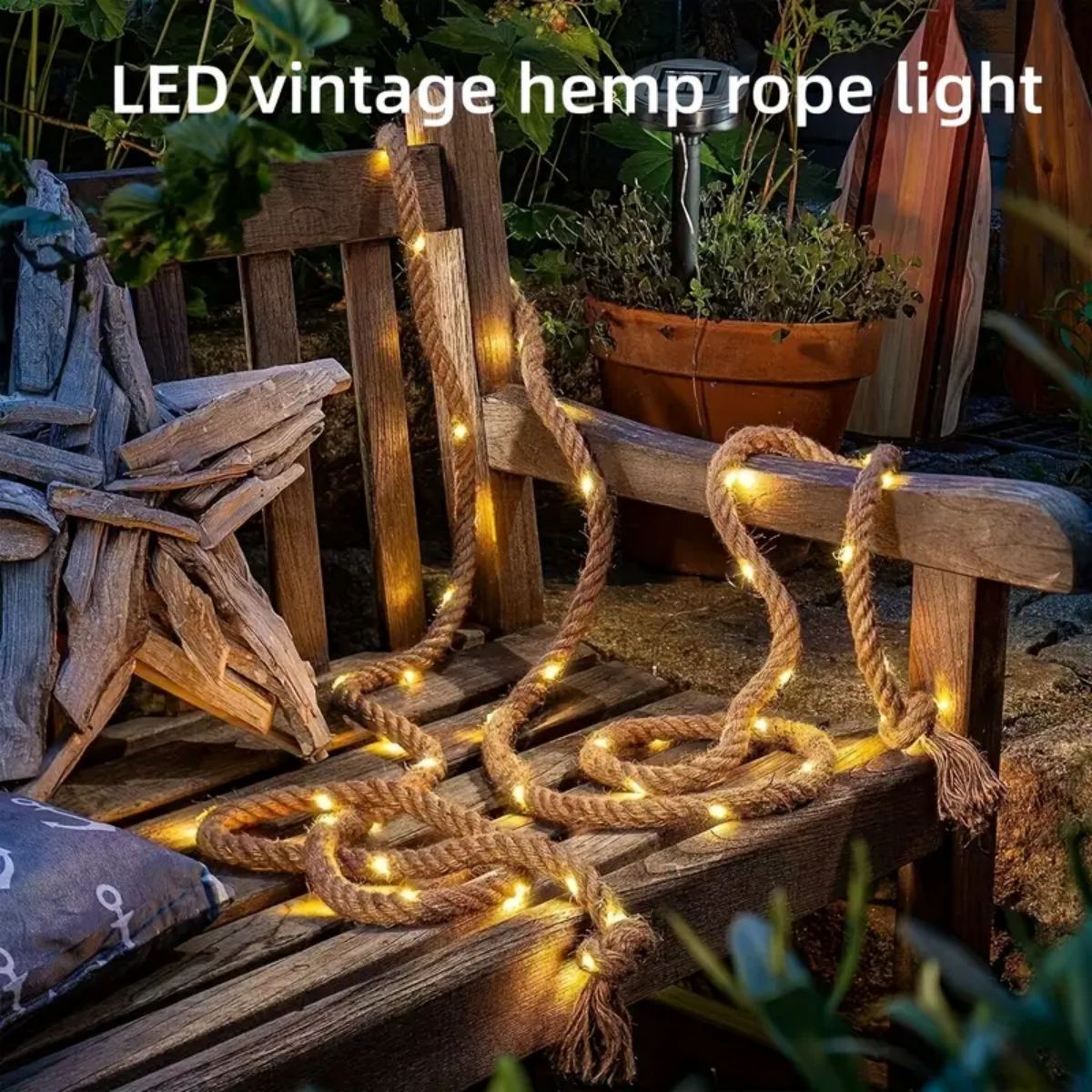 1pc50LED Solar- retro Hanf Seil Kupfer Draht Licht Mit 8 Modi Ich bin Freien Wasserdichte Camping Schnur Licht Park Gebühr atmosphäbetreffend Lampe