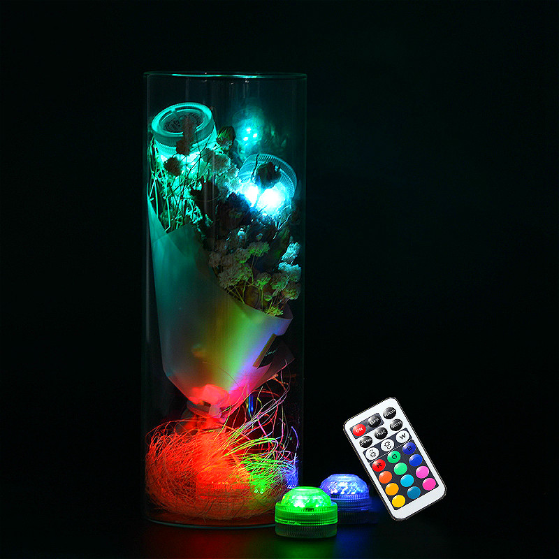 Battery Operated Led Remote Controlled RGB Submersible Lights wireless Underwater Lamp Waterproof vase bowls aquarium decoration