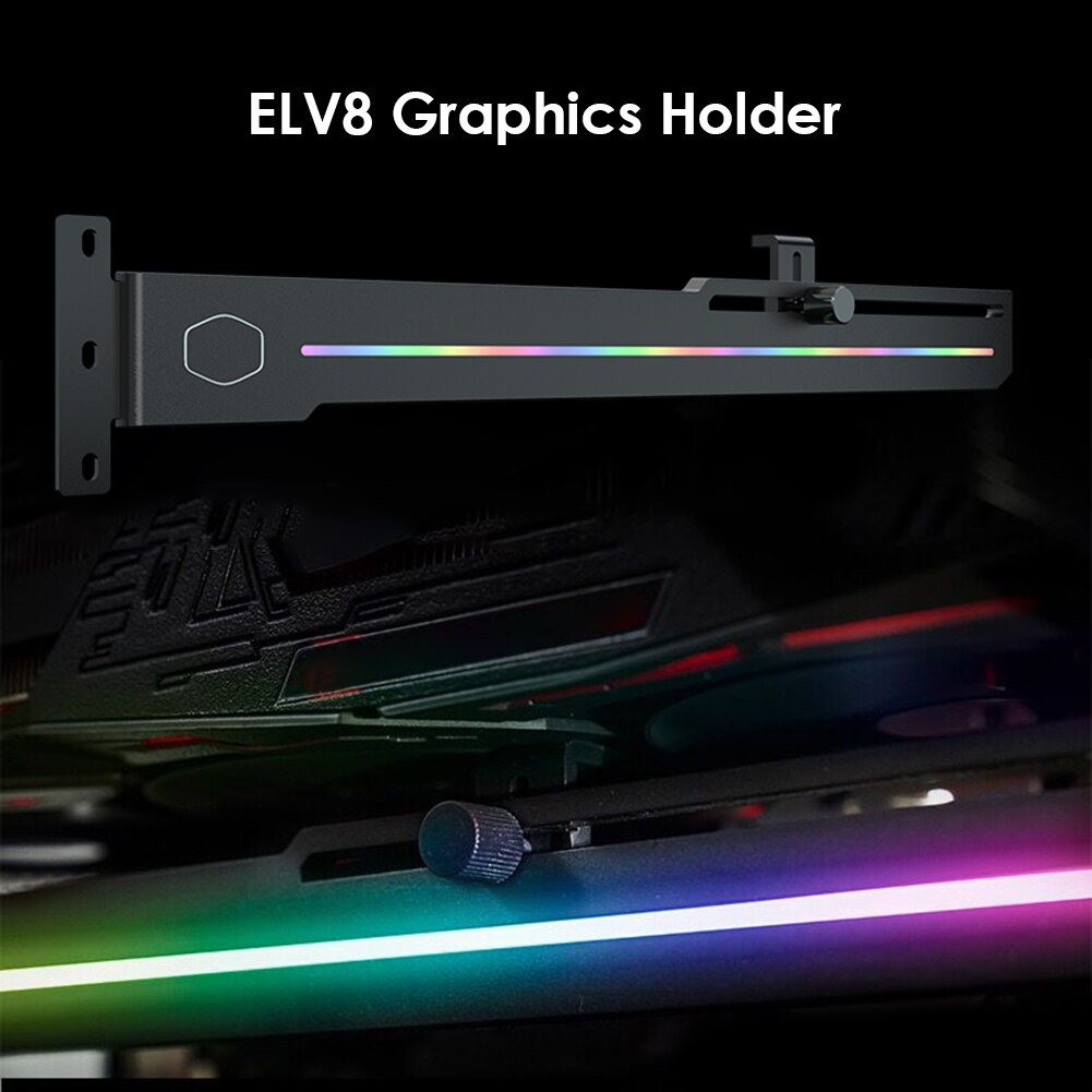 Cooler Master ELV8 ARGB LED GPU Holder Adjustable Length Height 3-Pin Addressable RGB Vertical Graphic Card Bracket