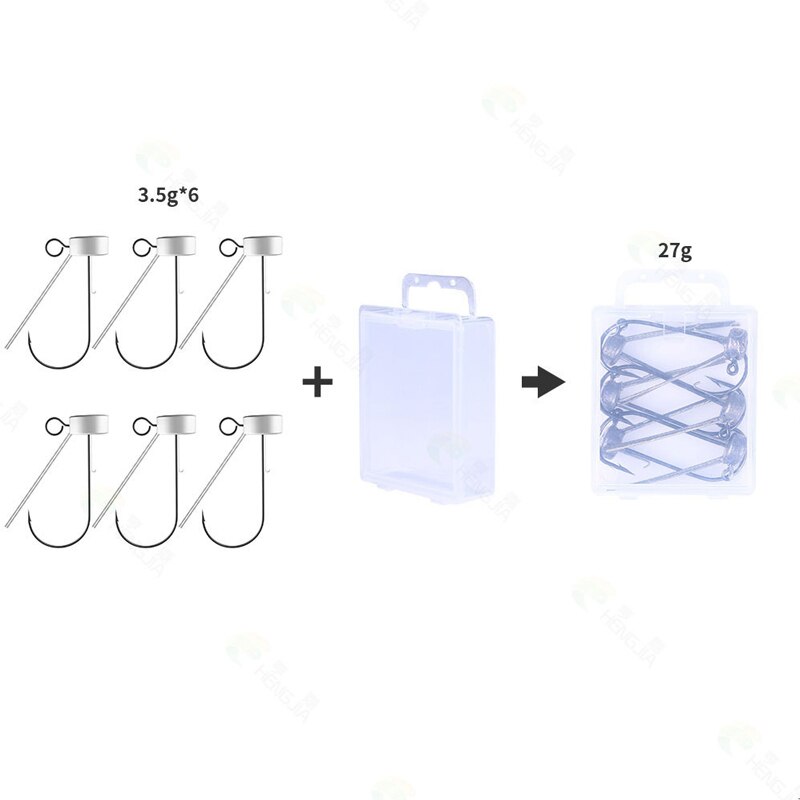 Wokotip 6pcs/Lot Mushroom Head Jig Head Fishing Hook Weedless Fishing Ned Rig Bass Fishing Tackle with box 3.5g 5.5g 6.5g: 3.5g