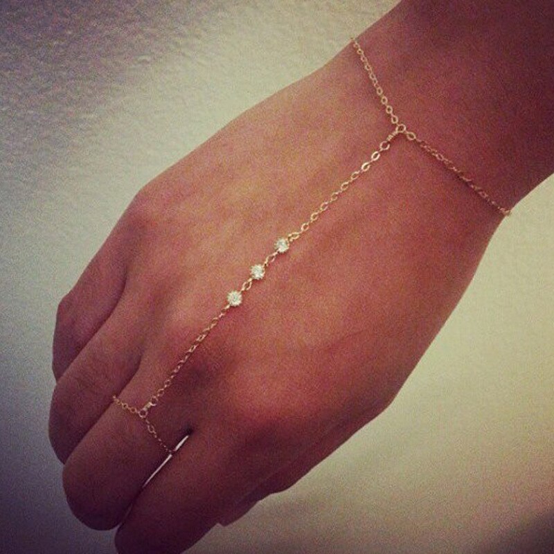 Pulseira minimalista de ouro e prata, corrente com fecho de dedo, escravo, pulseira para mulheres e meninas, charme de bracelete