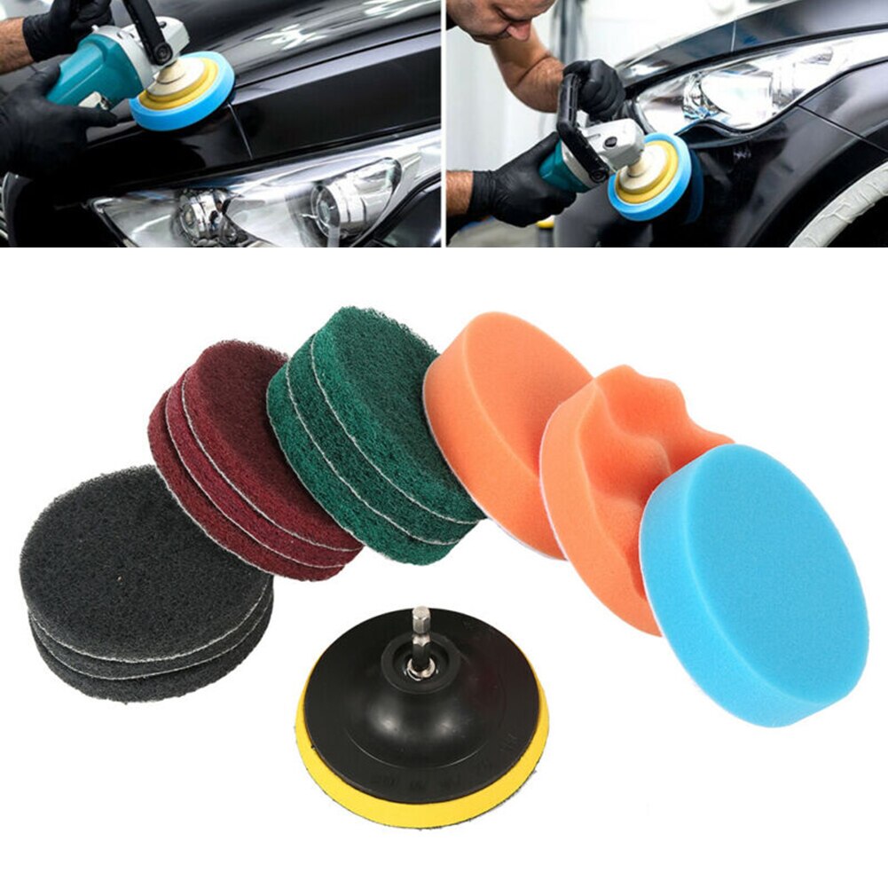 Power Scrub Pad Polijsten Spons Set Tegel Tire Kit Voor Auto Polijstmachine Boor 13 Stks/set Nylon + Spons Praktische