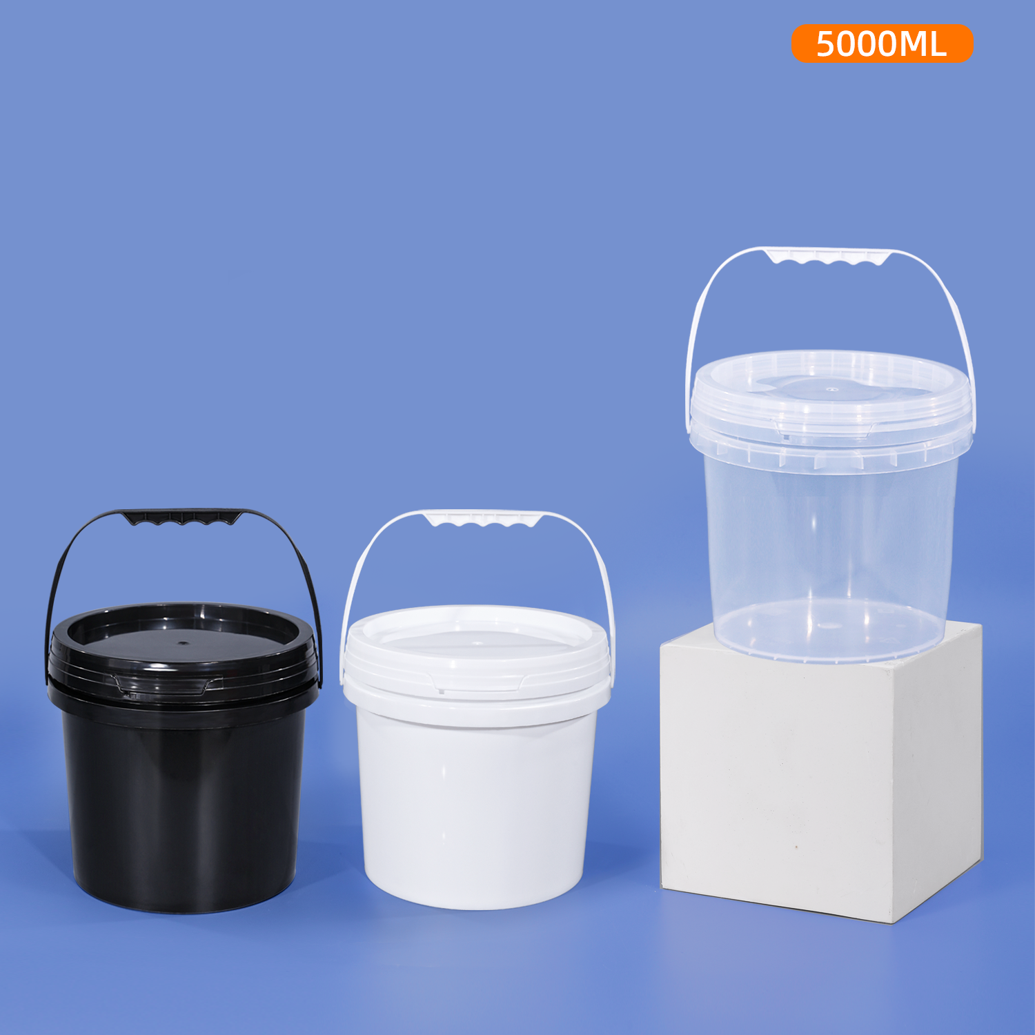 4L Round Empty Plastic Bucket with Handle and Lid Food Grade Packing Container Leakproof PP Bucket 1Pcs