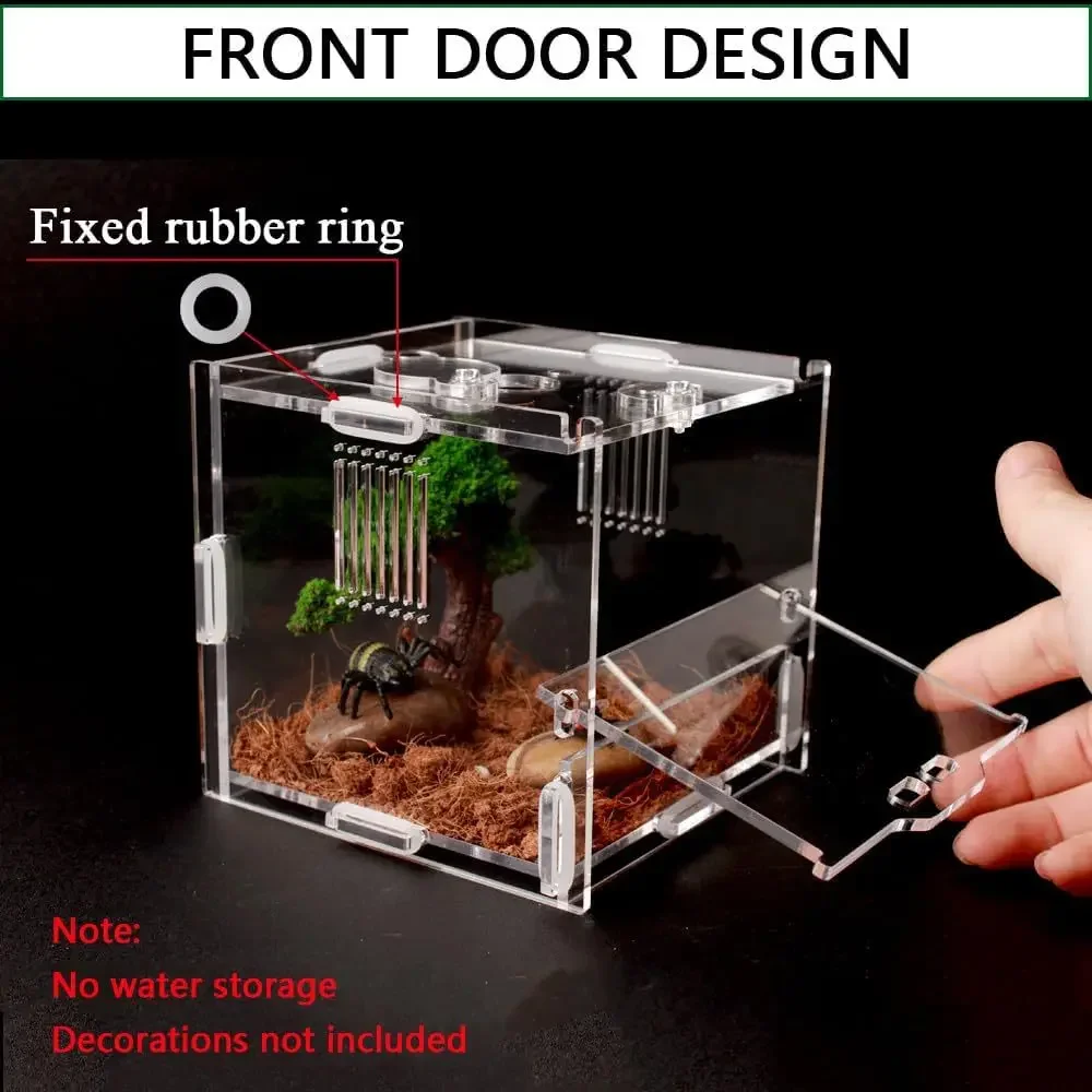 Caja de alimentación de araña acrílica, jaula acrílica transparente para Reptiles pequeños, hábitat, arañas saltadoras, jaulas antiescape para insectos, caja de cría