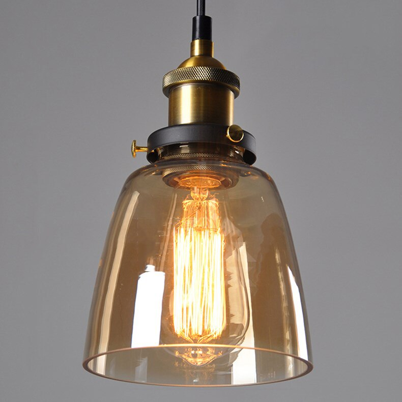 Jahrgang Anhänger Lichter Glas Anhänger Lampen Dachgeschoss Industrie Hängen Lampe rauchig Grau Lamparas De Techo Colgante Moderne Glanz Pendent: Bernstein-A 14CM