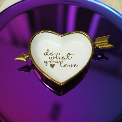 Cupidon doré flèche plat en forme de coeur/bijoux saint valentin assiette/décoration assiette à dessert 1 pc/lot: Do what u love
