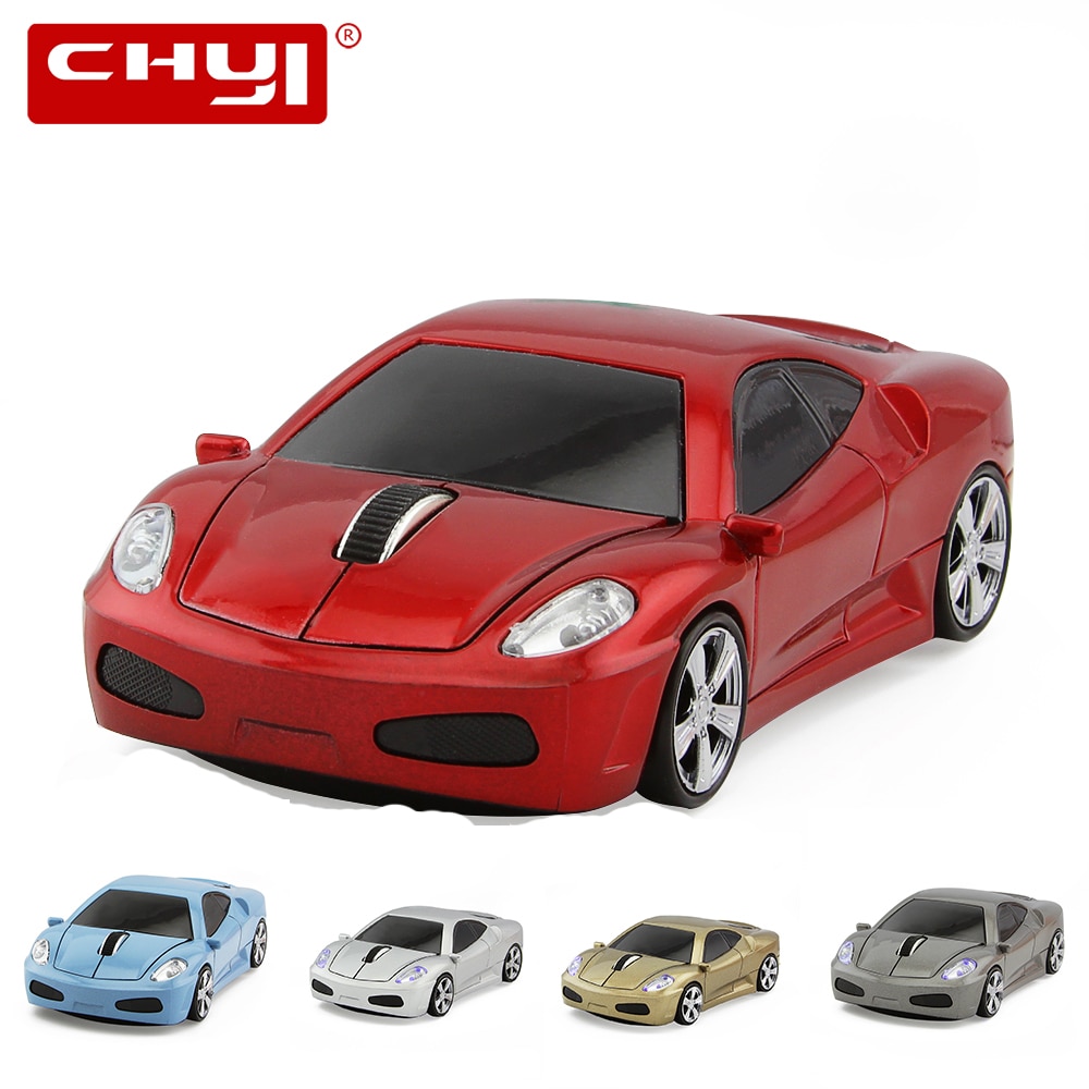 CHYI – Mini souris d'ordinateur ergonomique sans fil en forme de voiture, 2.4Ghz, Usb, de dessin animé 3d, pour ordinateur portable