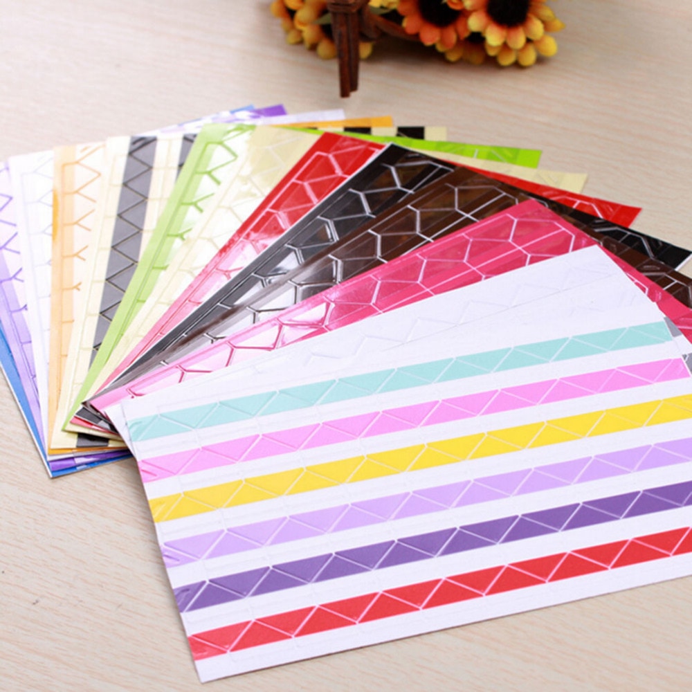 1 lot de 102 pièces coloré coin papier autocollants pour photos Albums Photo cadre décoration de la maison Scrapbooking