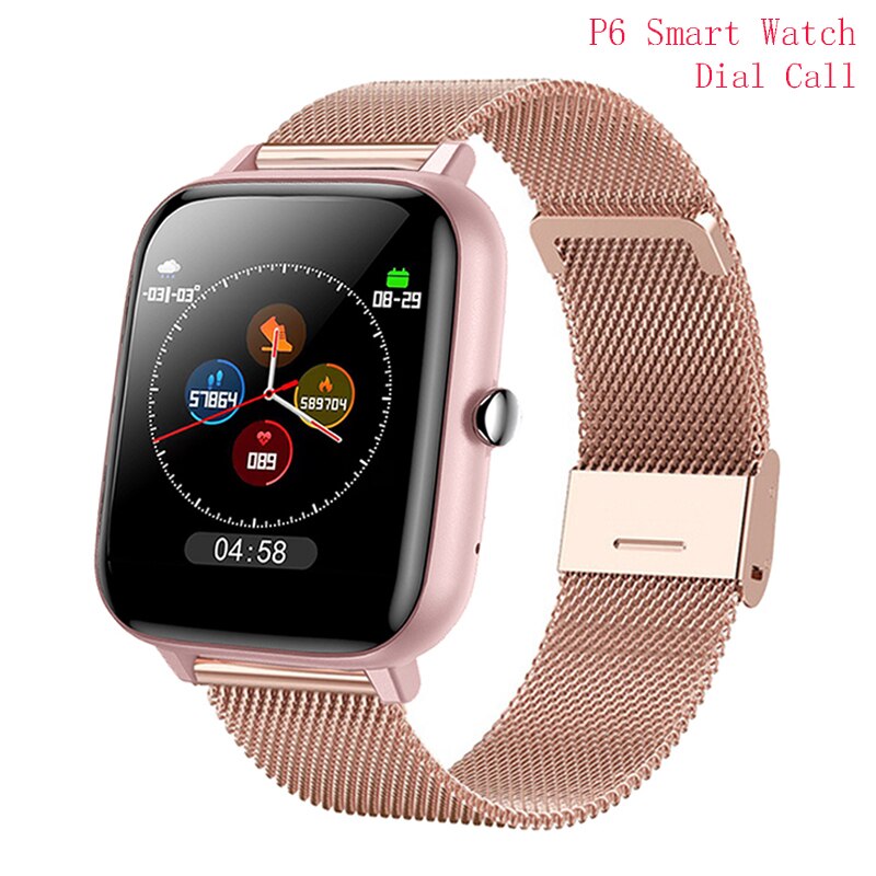 Smart Uhr P6 Frauen Blutdruck Monitor Fitness Tracker Sport Bluetooth Smartwatch D20 Pro Uhr für xiaomi apple PK i5: P6 Golden steel