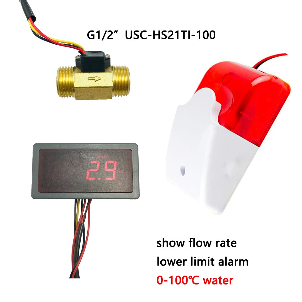 Sensor de flujo US208MT + USC-HS21TI 1-30l/min, medidor de flujo, totalizador y indicador de tasa de flujo de alarma para Sensor de Flujo de Agua