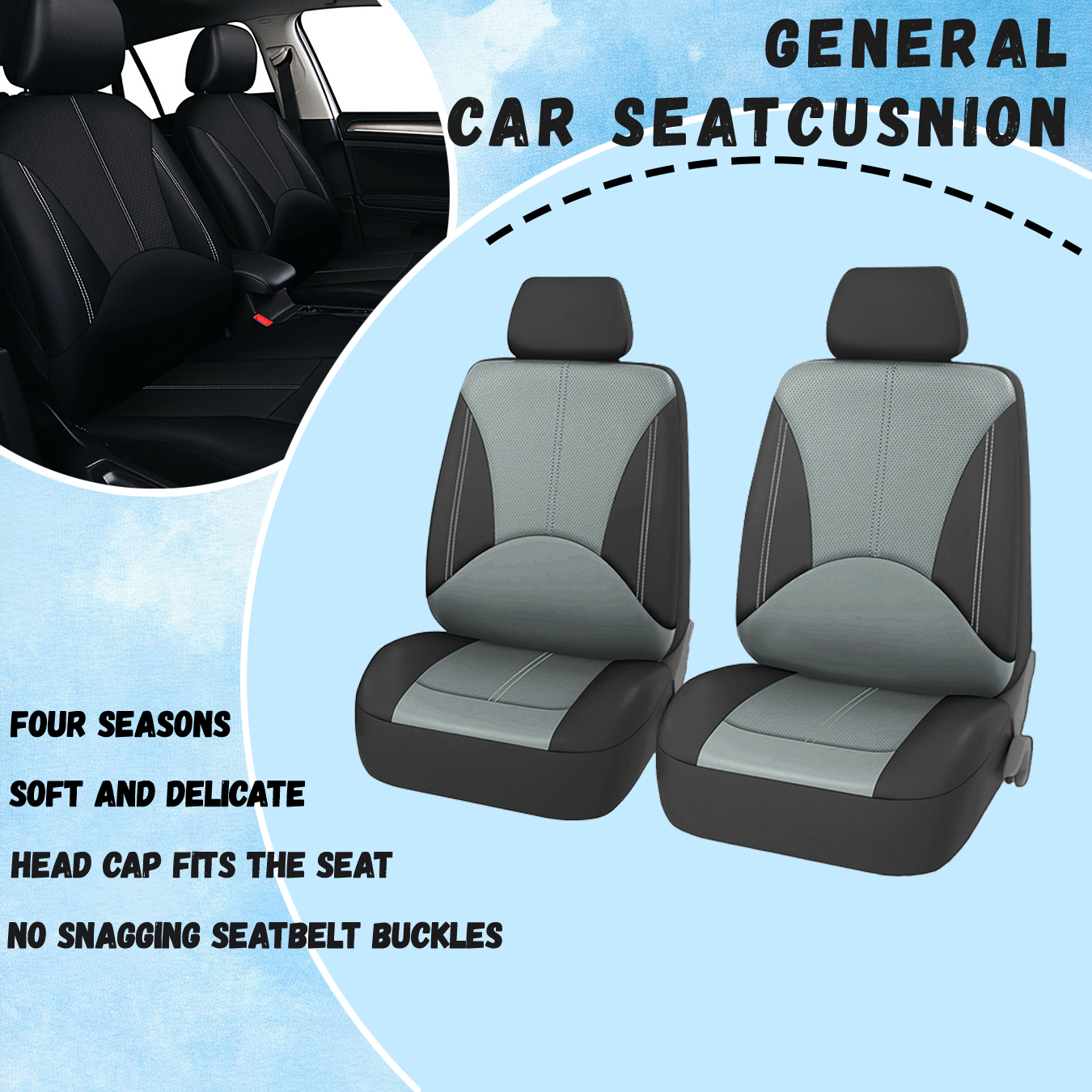 Kunstleer autostoelhoezenset Ademend autostoelkussen Universele, volledig verpakte stoelhoes Compatibel met airbag: Zwart Bruin